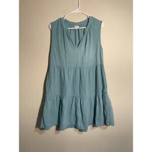 Sundry Sleeveless Tiered Mini Dress in Dusty Teal